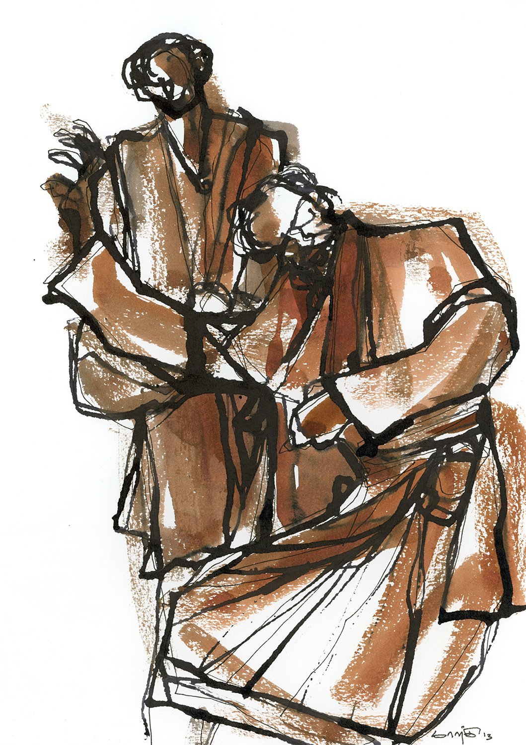 Untitled 102|S. Mark Rathinaraj- Pen and Ink on Paper, , 11.5 x 8.25 inches