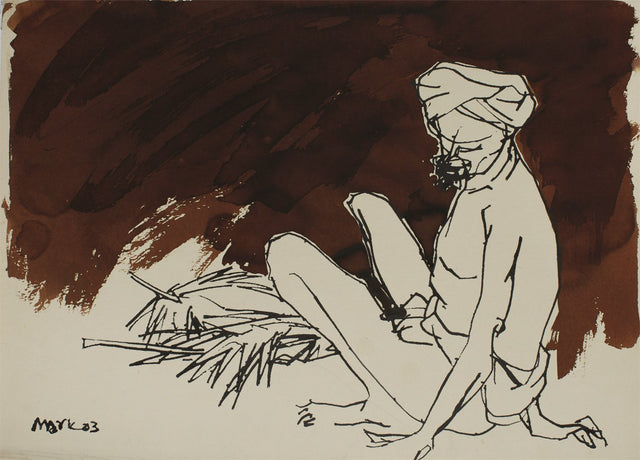 Worker IX|S. Mark Rathinaraj- Pen and Ink on Paper, , 15 x 21 inches