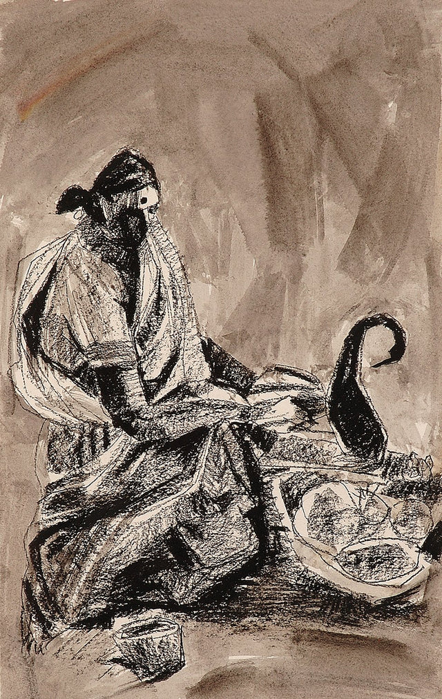 Women II|S. Mark Rathinaraj- Charcoal on Board, , 19 x 11 inches