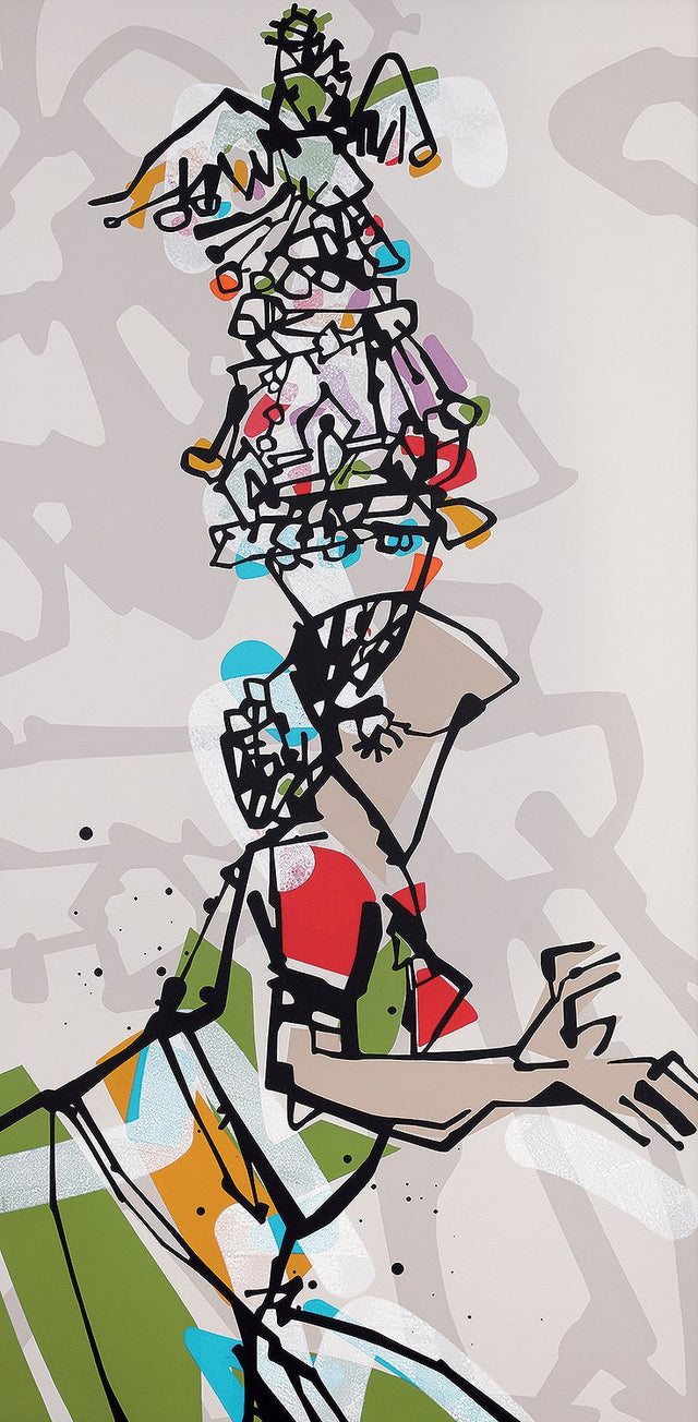 Performer 183|S. Mark Rathinaraj- Acrylic on Canvas, , 60 x 30 inches