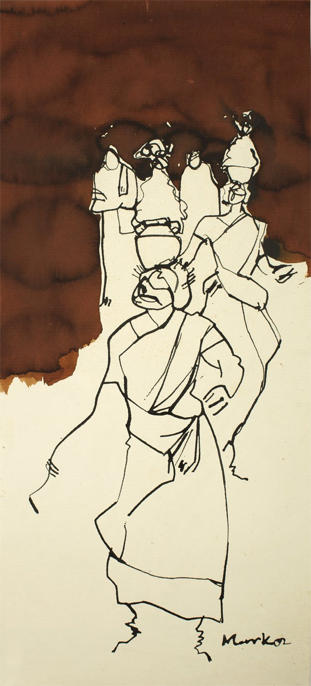 Women VI|S. Mark Rathinaraj- Pen and Ink on Paper, , 21 x 27 inches