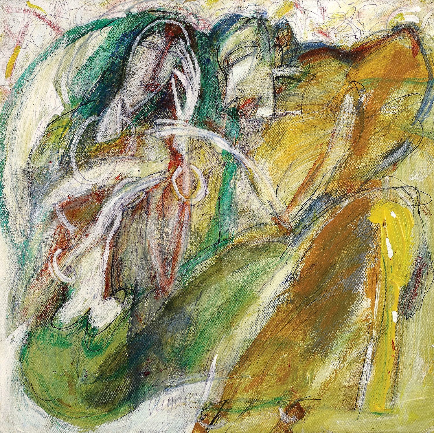 Between two|Dhiraj Choudhury- Acrylic on canvas, 2012, 12 x 12 inches
