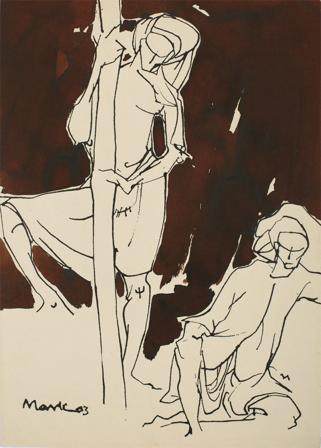 Untitled 130|S. Mark Rathinaraj- Pen and Ink on Paper, , 21 x 16 inches