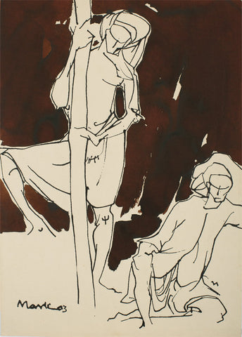 Untitled 130|S. Mark Rathinaraj- Pen and Ink on Paper, , 21 x 16 inches