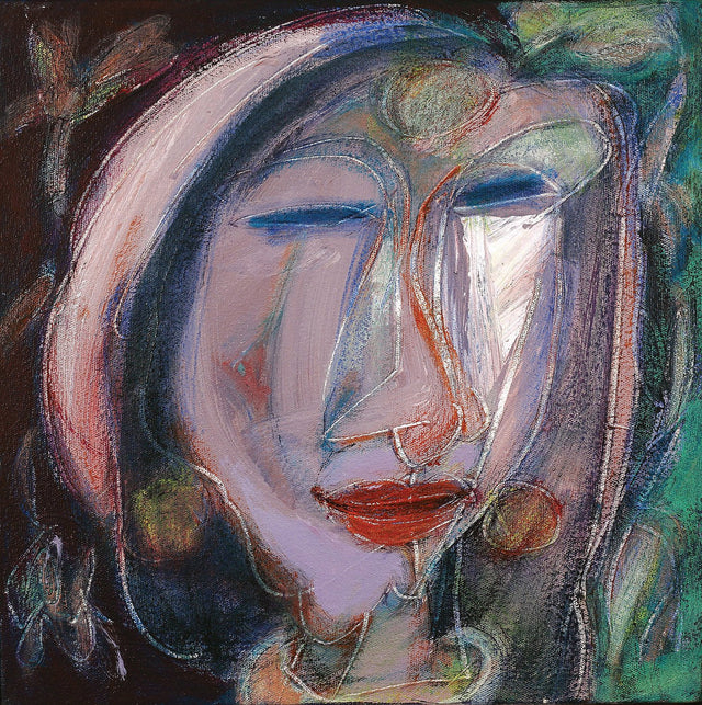 A face|Dhiraj Choudhury- Acrylic on canvas, 2016, 12 x 12 inches