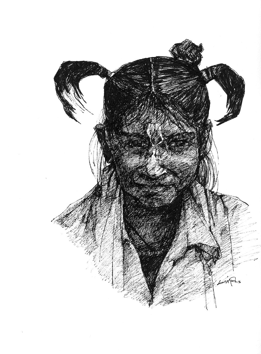 Untitled 107|S. Mark Rathinaraj- Pen and Ink on Paper, , 11.5 x 8.25 inches