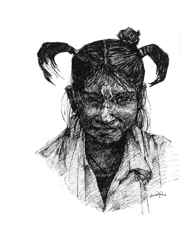 Untitled 107|S. Mark Rathinaraj- Pen and Ink on Paper, , 11.5 x 8.25 inches