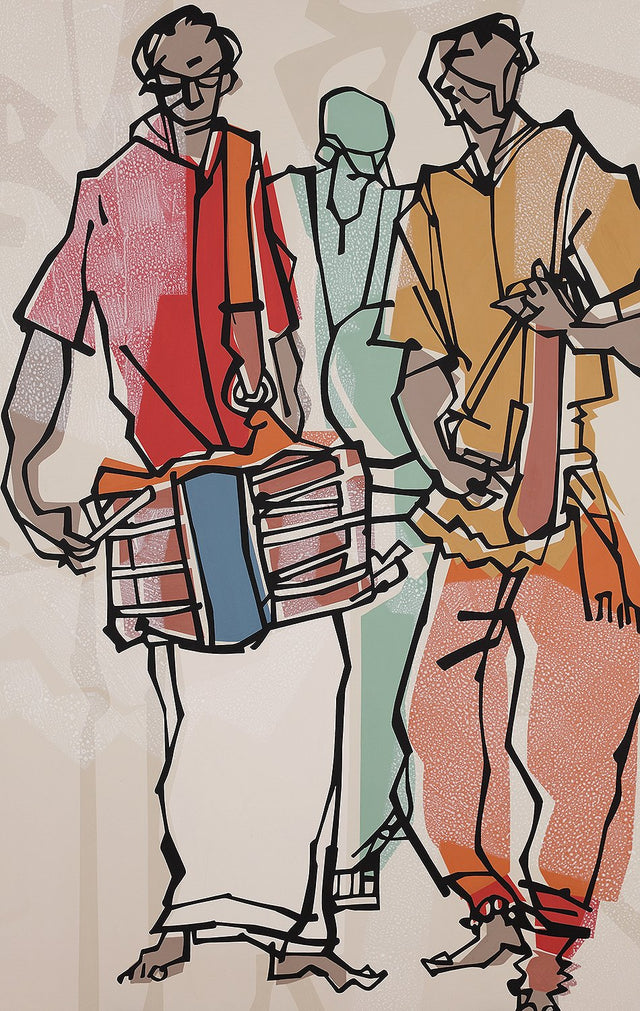 Performer 195|S. Mark Rathinaraj- Acrylic on Canvas, , 48 x 30 inches