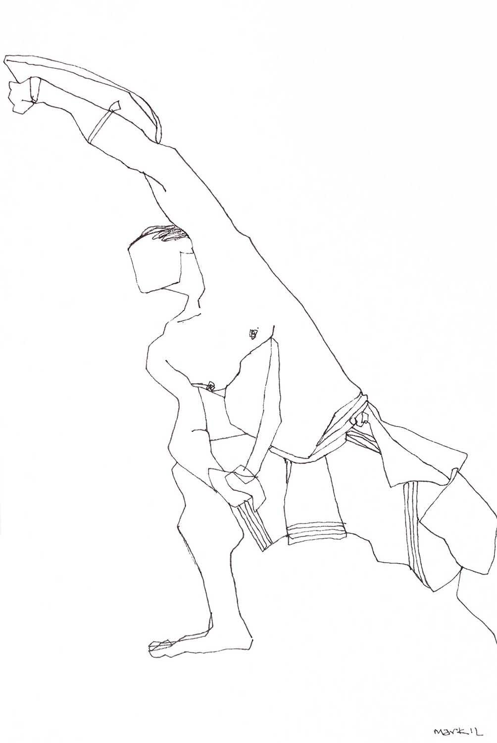 Performer 194|S. Mark Rathinaraj- Pen and Ink on Paper, , 8.5 x 5.5 inches