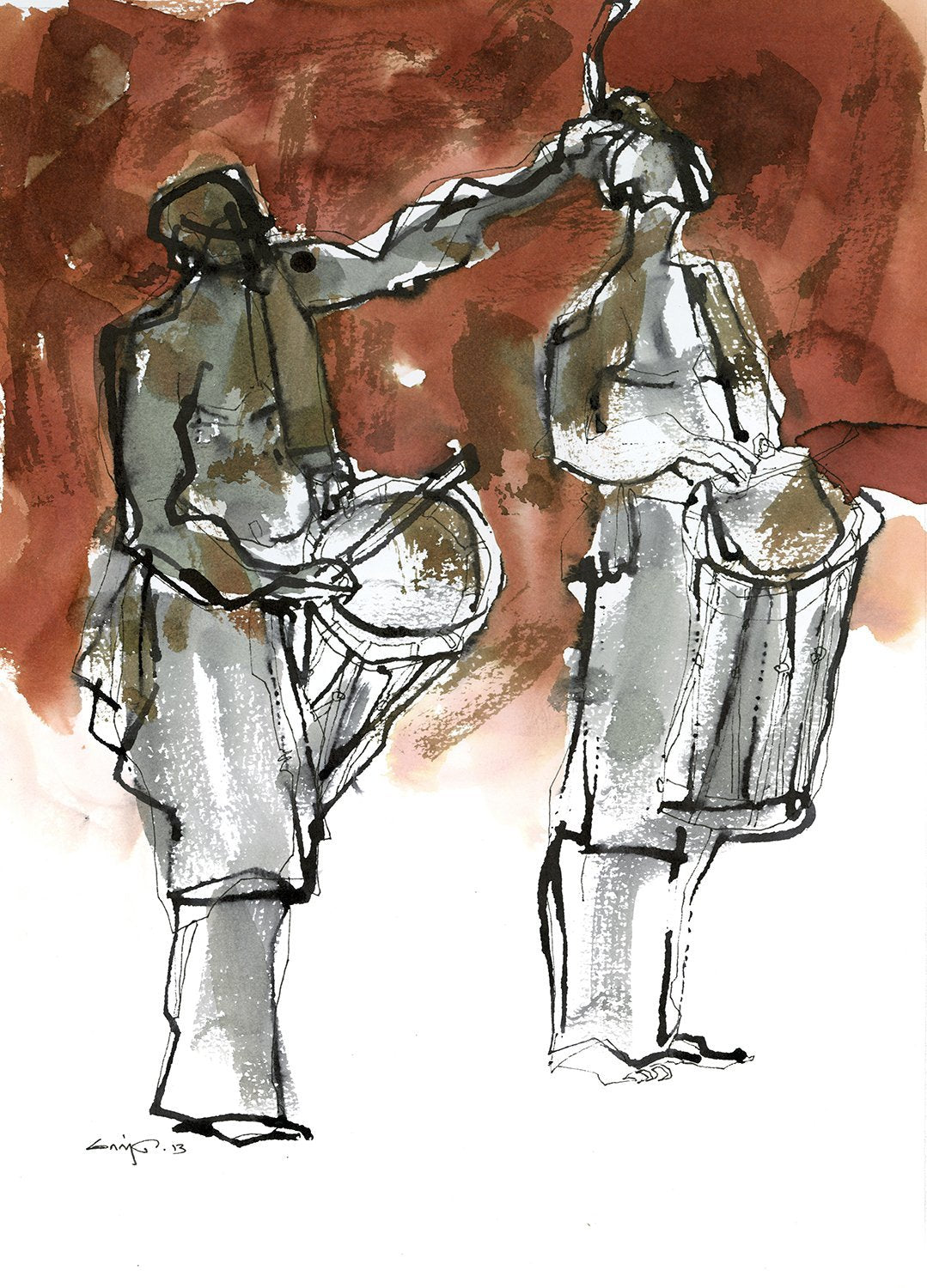 Untitled 109|S. Mark Rathinaraj- Pen and Ink on Paper, , 11.5 x 8.25 inches