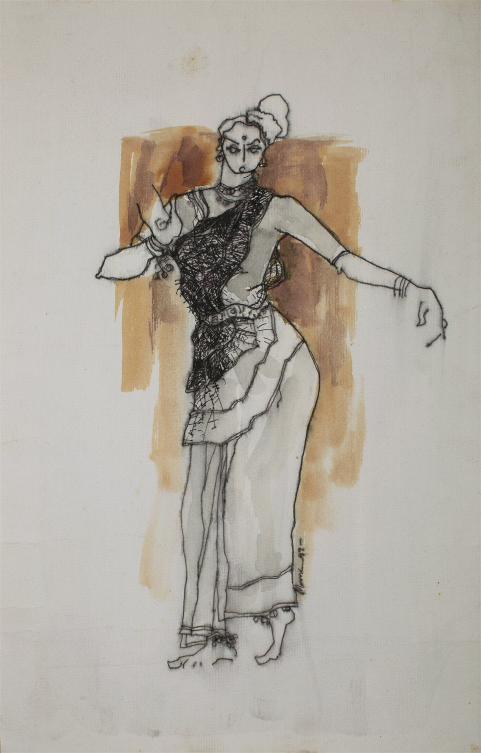 Performer 334|S. Mark Rathinaraj- Pen and Ink on Paper, , 17 x 11 inches