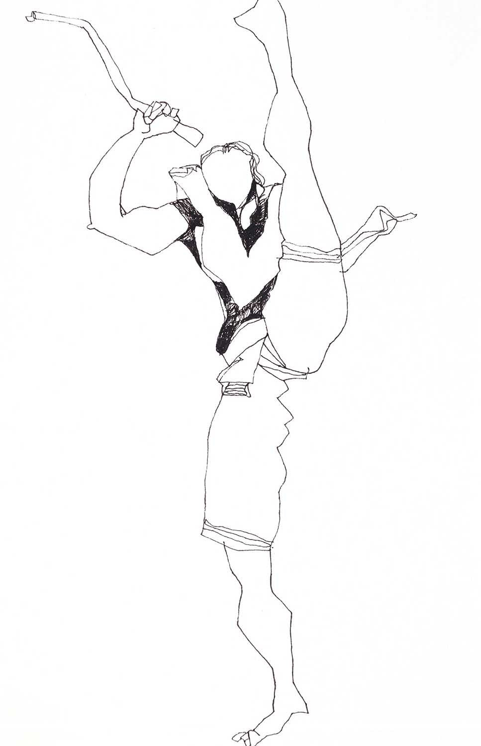 Performer 202|S. Mark Rathinaraj- Pen and Ink on Paper, , 8.5 x 5.5 inches