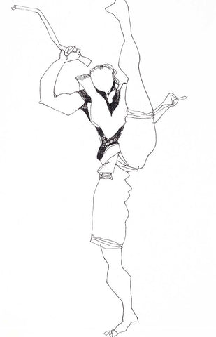 Performer 202|S. Mark Rathinaraj- Pen and Ink on Paper, , 8.5 x 5.5 inches
