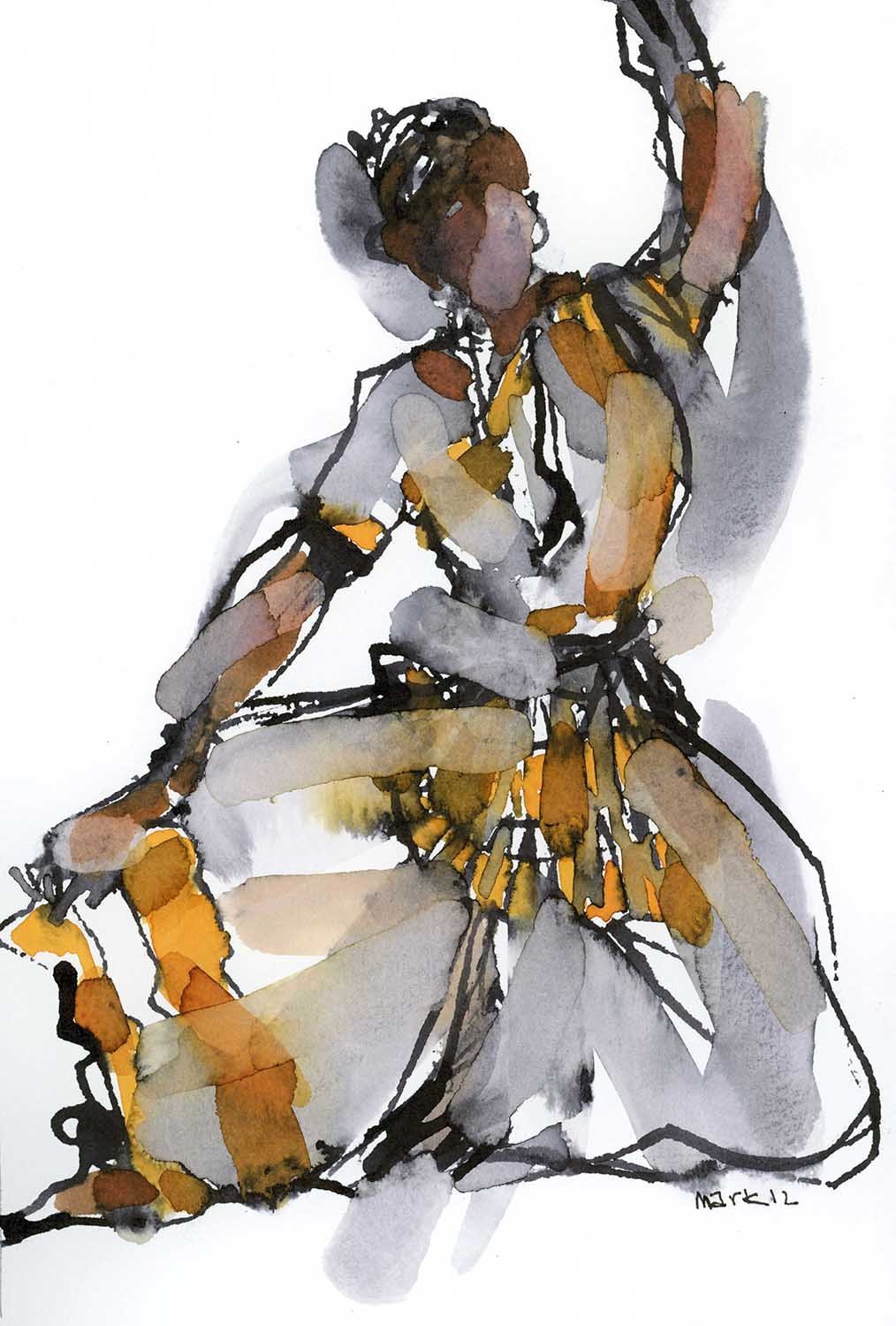 Performer 204|S. Mark Rathinaraj- Pen and Ink on Paper, , 8.5 x 5.5 inches