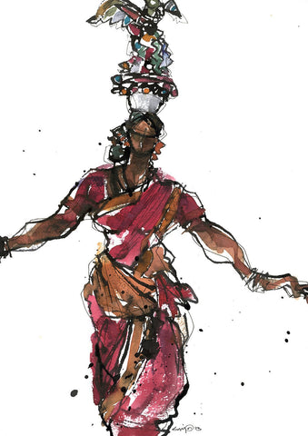 Untitled 113|S. Mark Rathinaraj- Pen and Ink on Paper, , 11.5 x 8.25 inches