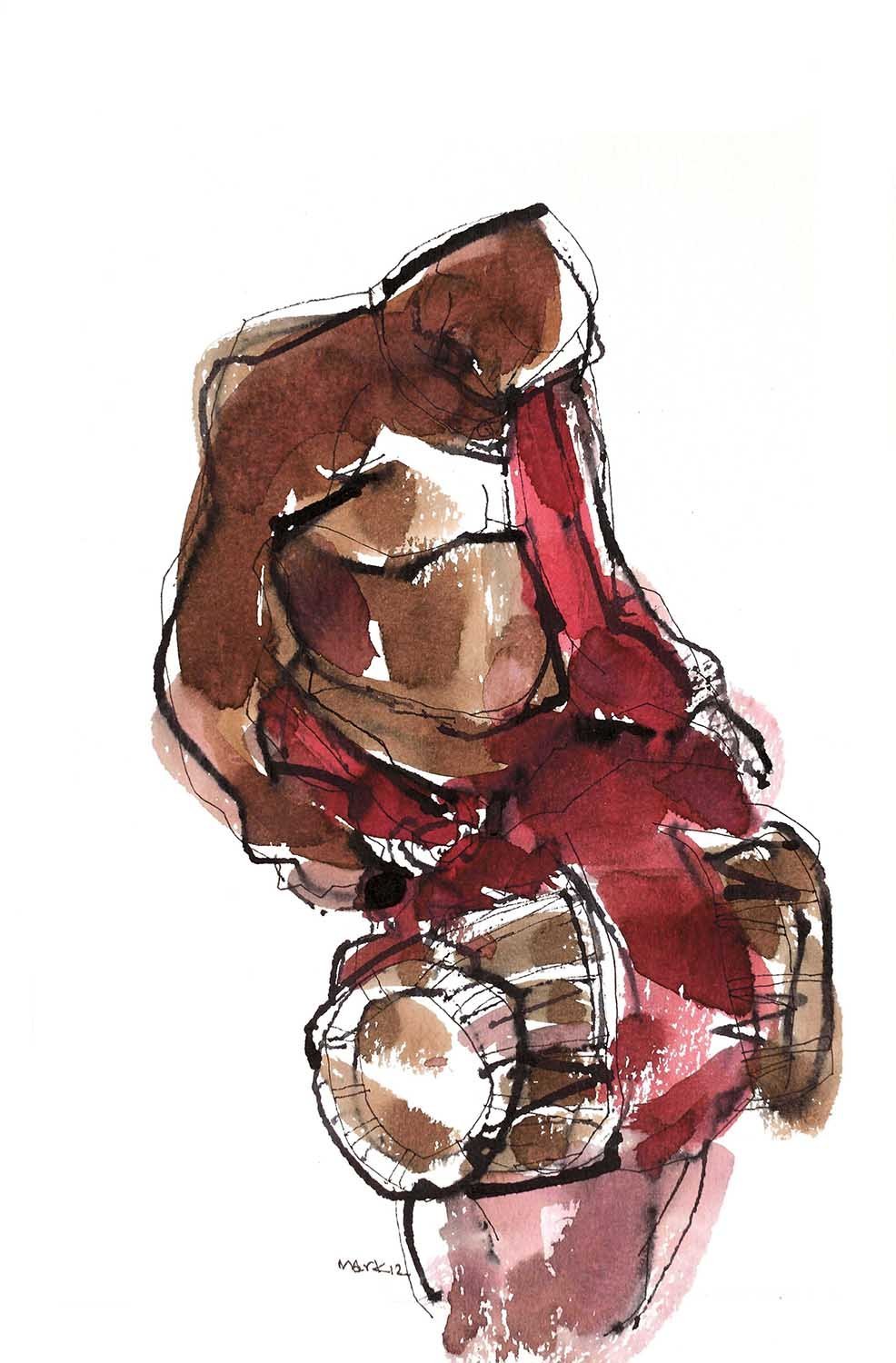 Performer 213|S. Mark Rathinaraj- Pen and Ink on Paper, , 8.5 x 5.5 inches