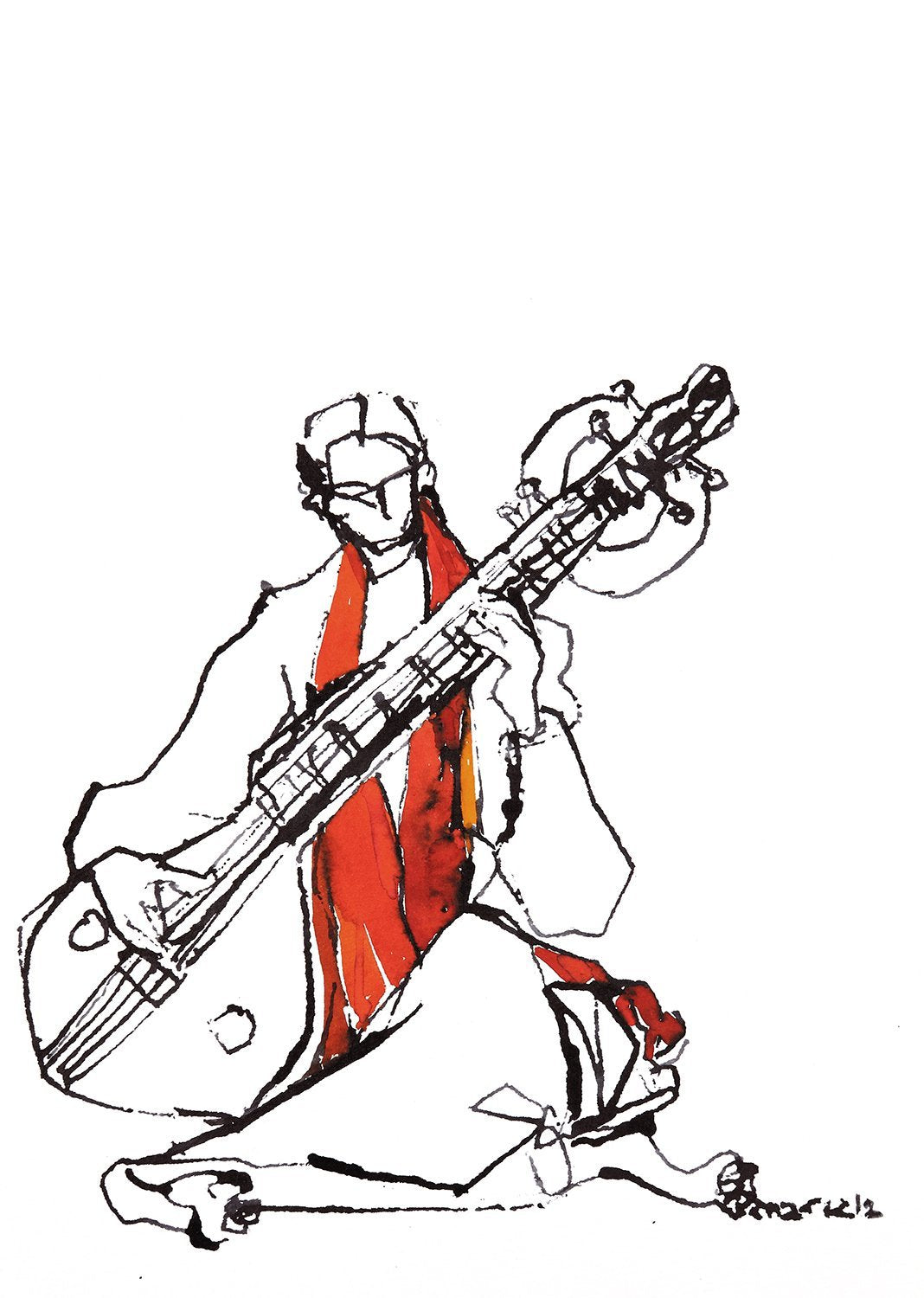 Untitled 115|S. Mark Rathinaraj- Pen and Ink on Paper, , 11.5 x 8.25 inches