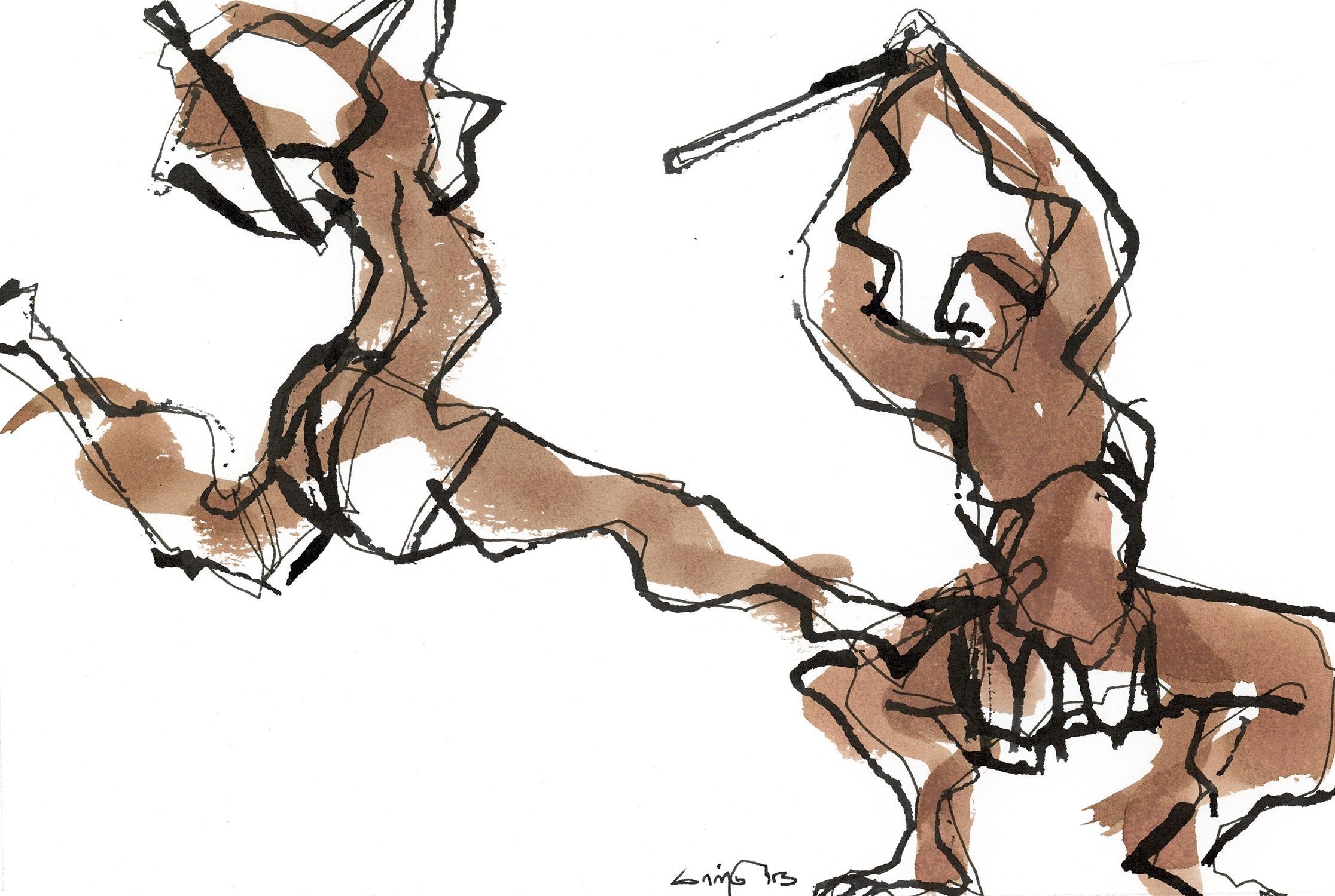 Performer 217|S. Mark Rathinaraj- Pen and Ink on Paper, , 8.5 x 5.5 inches