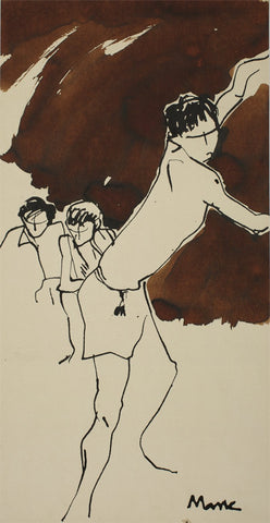Performer 337|S. Mark Rathinaraj- Pen and Ink on Paper, , 21 x 10.5 inches