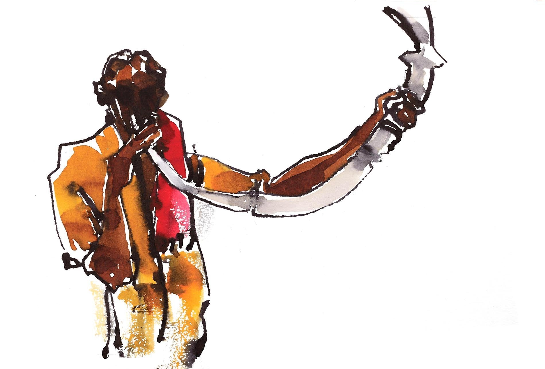 Performer 222|S. Mark Rathinaraj- Pen and Ink on Paper, , 8.5 x 5.5 inches