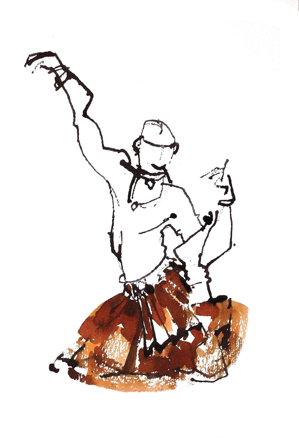 Performer 224|S. Mark Rathinaraj- Pen and Ink on Paper, , 8.5 x 5.5 inches