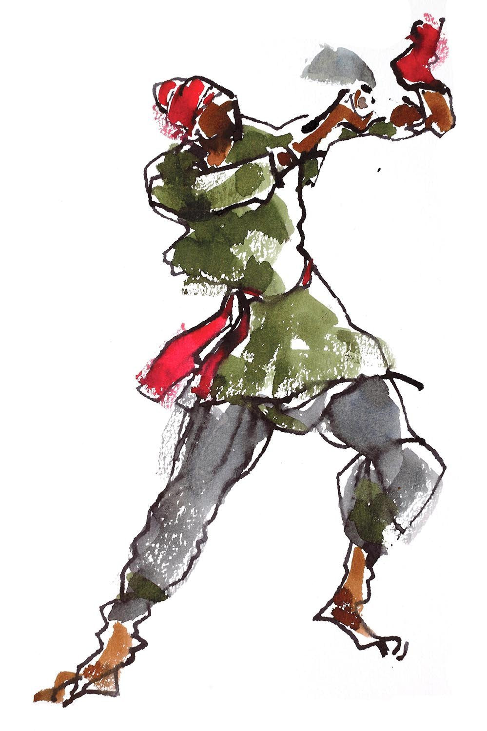 Performer 226|S. Mark Rathinaraj- Pen and Ink on Paper, , 8.5 x 5.5 inches