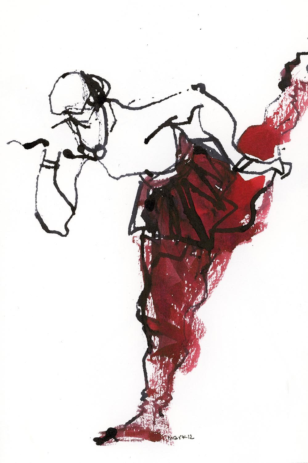 Performer 228|S. Mark Rathinaraj- Pen and Ink on Paper, , 8.5 x 5.5 inches