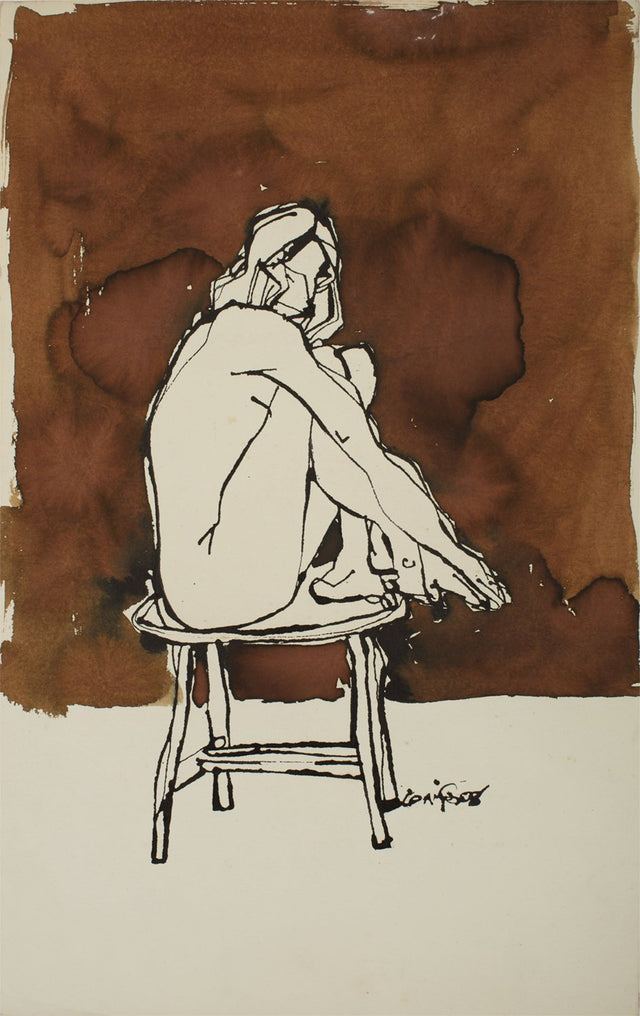 Nude 67|S. Mark Rathinaraj- Pen and Ink on Paper, , 19 x 11 inches