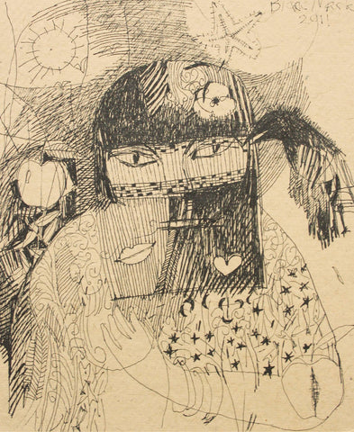 Beside of my dream 62|A. Vasudevan- Pen and ink on board, 2013, 7 x 5 inches