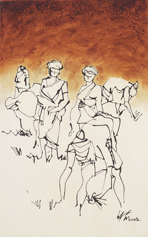Village 1|S. Mark Rathinaraj- Acrylic on Canvas, , 48 x 30 inches