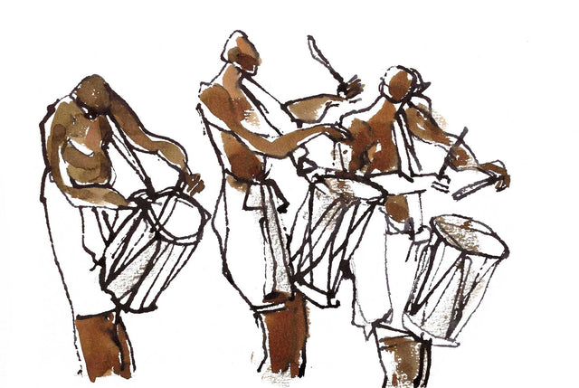 Performer 237|S. Mark Rathinaraj- Pen and Ink on Paper, , 8.5 x 5.5 inches