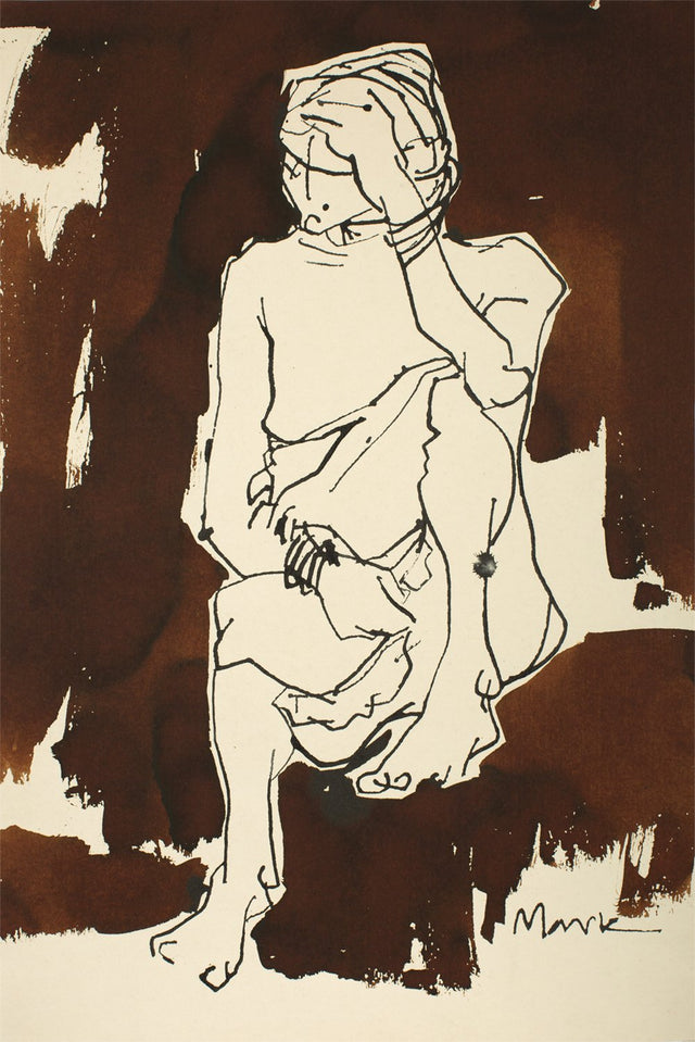 Rest II|S. Mark Rathinaraj- Pen and Ink on Paper, , 18 x 12 inches