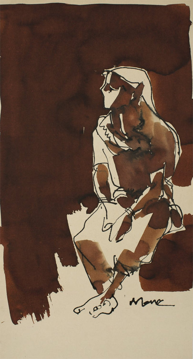 Rest III|S. Mark Rathinaraj- Pen and Ink on Paper, , 20 x 11 inches