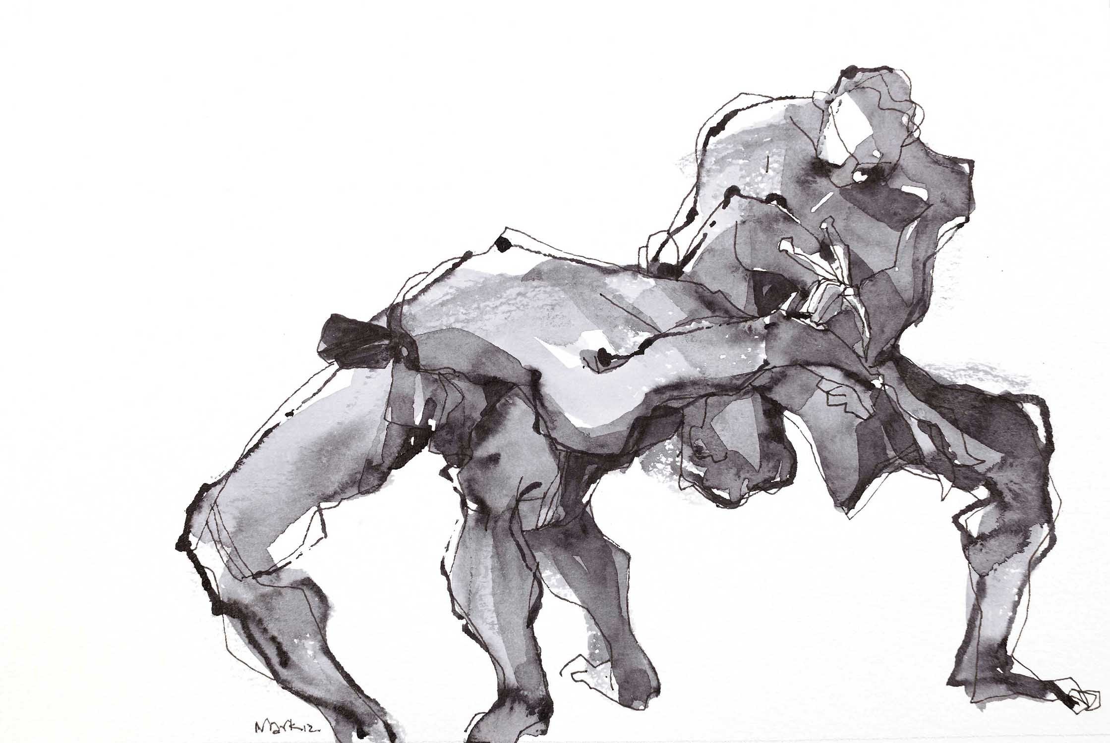 Performer 243|S. Mark Rathinaraj- Pen and Ink on Paper, , 5.5 x 8.5 inches