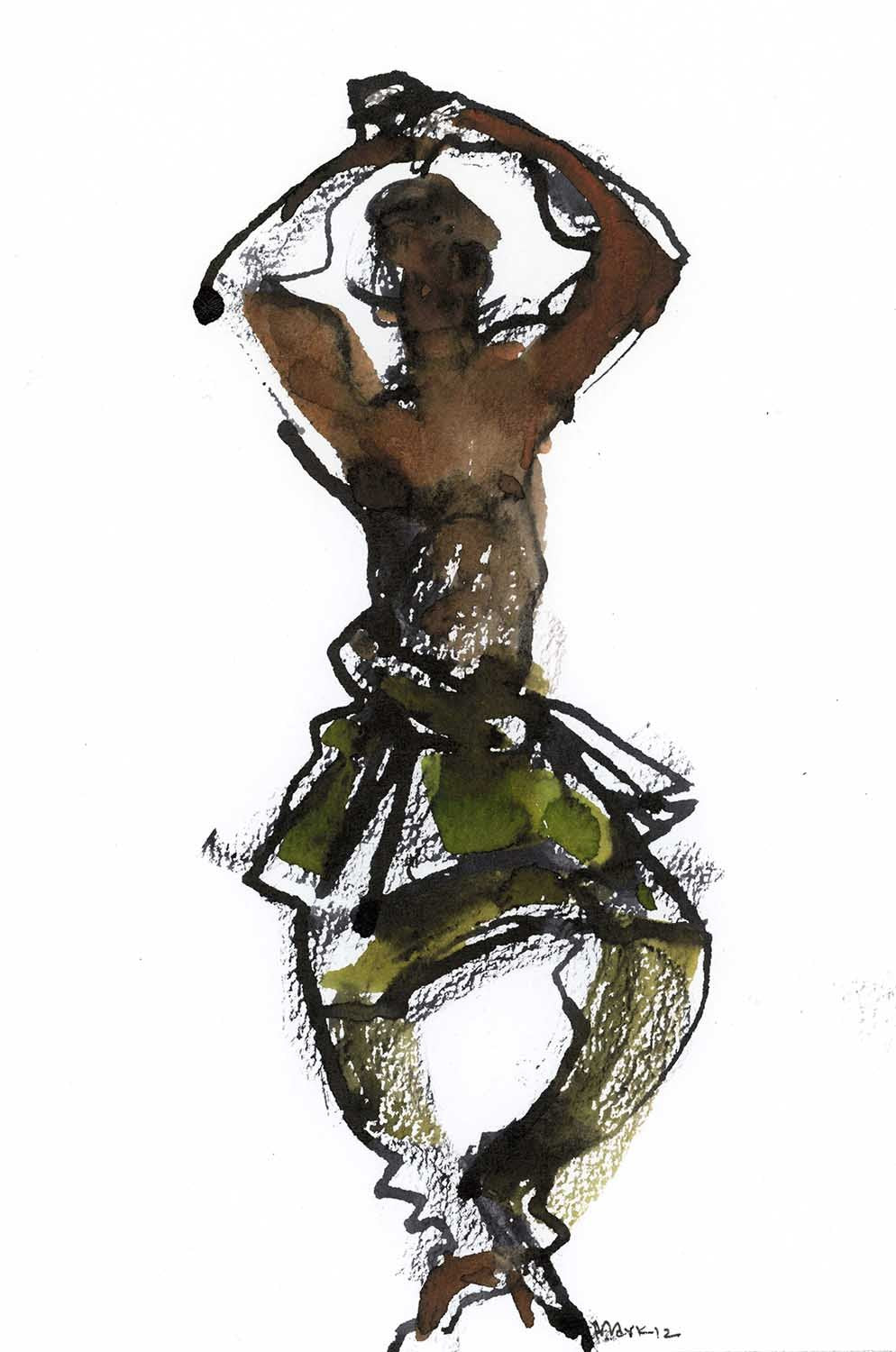 Performer 252|S. Mark Rathinaraj- Pen and Ink on Paper, , 8.5 x 5.5 inches