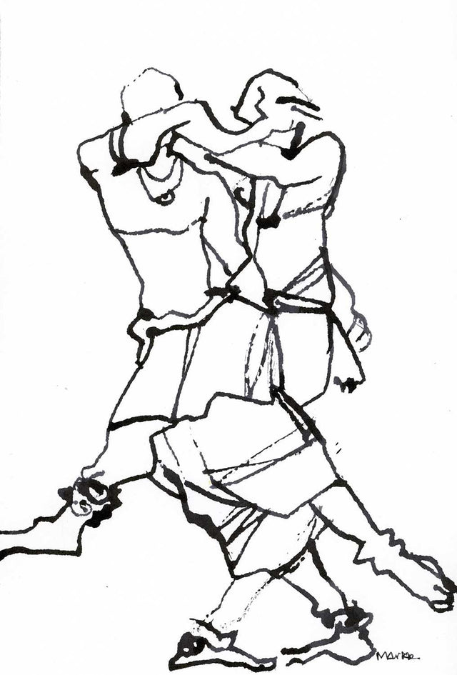 Performer 254|S. Mark Rathinaraj- Pen and Ink on Paper, , 8.5 x 5.5 inches