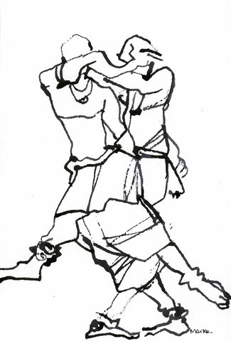Performer 254|S. Mark Rathinaraj- Pen and Ink on Paper, , 8.5 x 5.5 inches