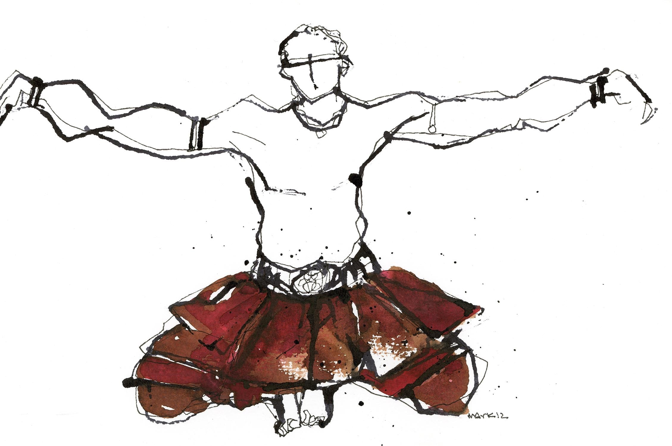 Performer 256|S. Mark Rathinaraj- Pen and Ink on Paper, , 5.5 x 8.5 inches