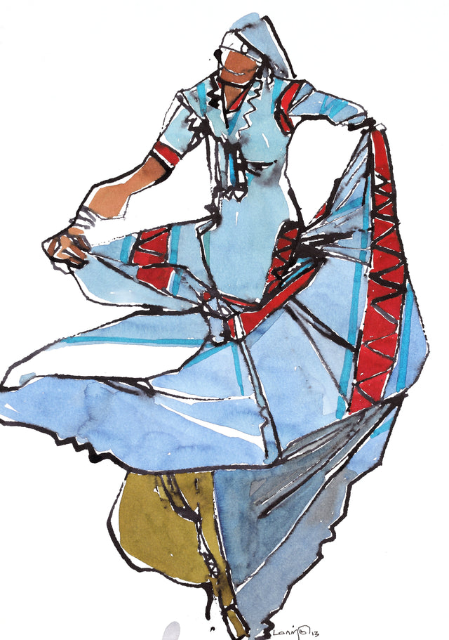 Performer 255|S. Mark Rathinaraj- Pen and Ink on Paper, , 11.5 x 8.25 inches