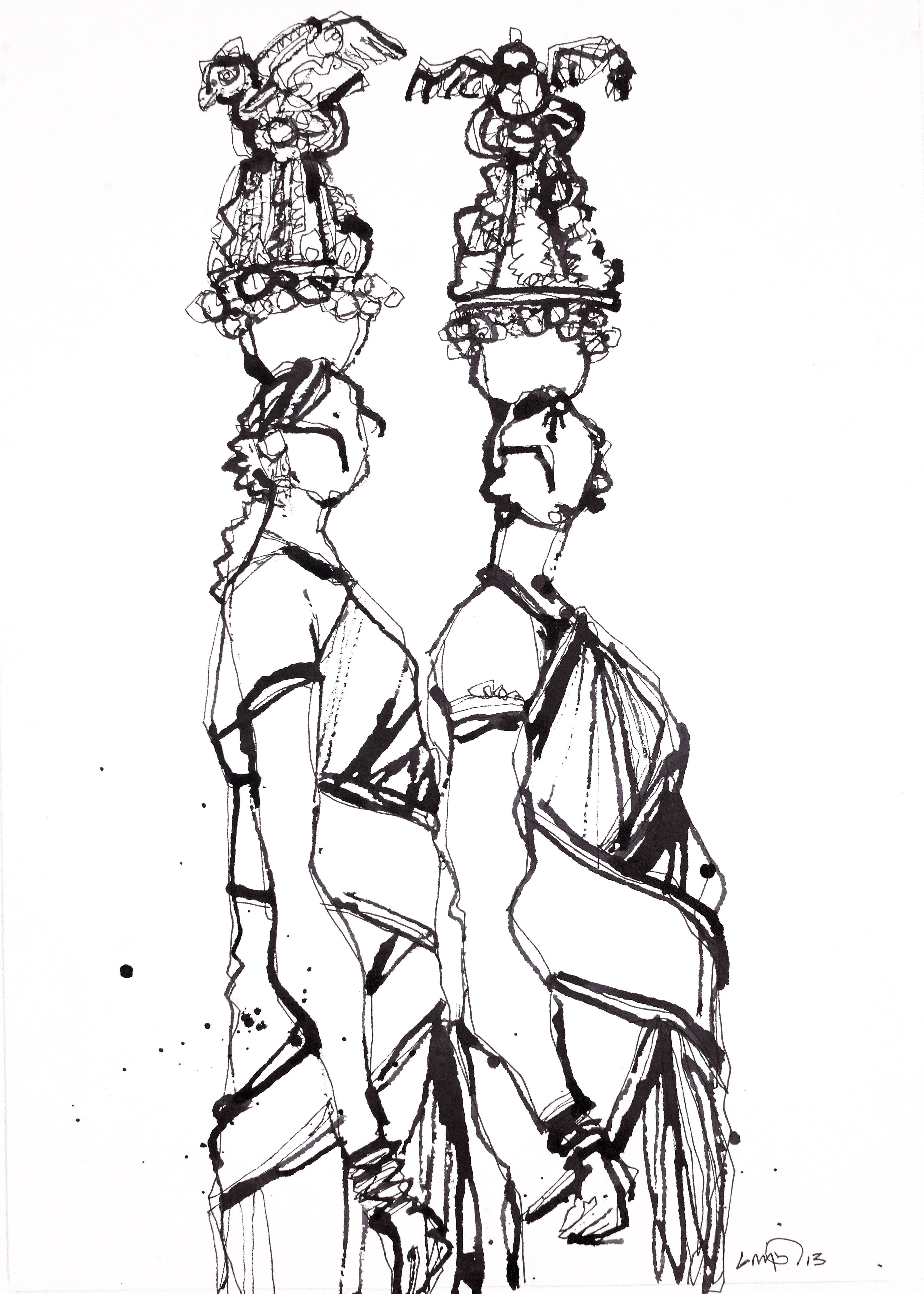 Performer 257|S. Mark Rathinaraj- Pen and Ink on Paper, , 11.5 x 8.25 inches