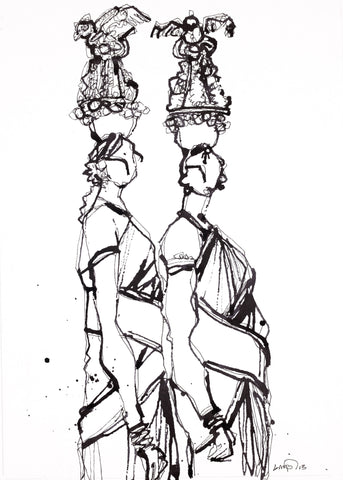 Performer 257|S. Mark Rathinaraj- Pen and Ink on Paper, , 11.5 x 8.25 inches