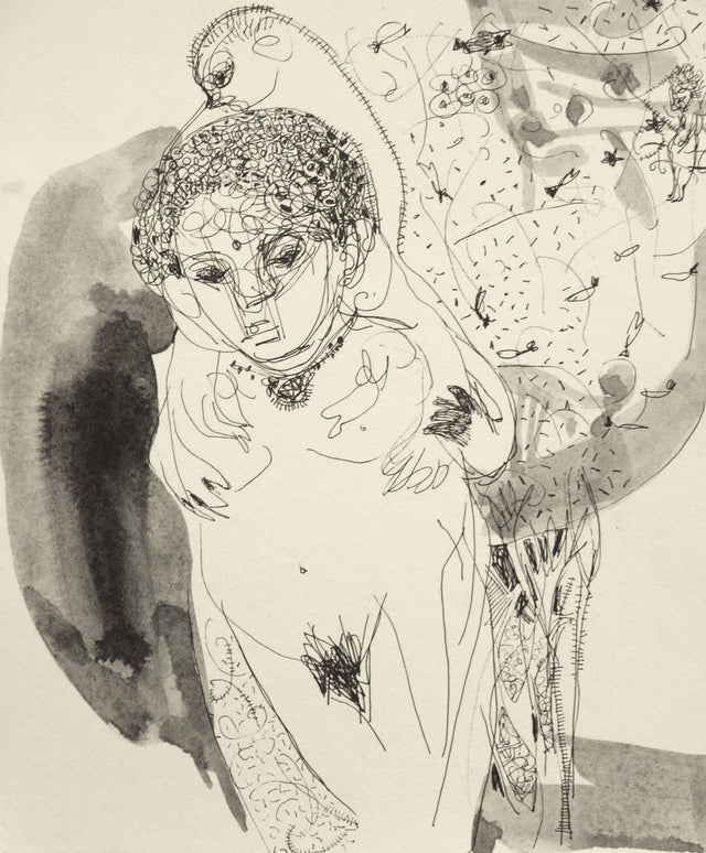 Beside of my dream 75|A. Vasudevan- Pen and ink on board, 2013, 9 x 7.5 inches
