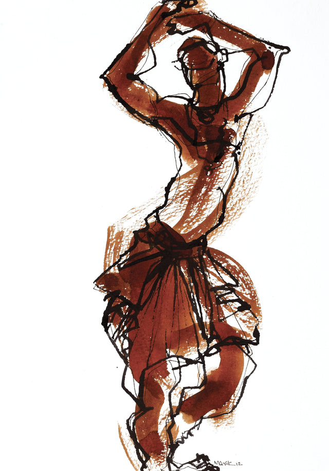 Performer 264|S. Mark Rathinaraj- Pen and Ink on Paper, , 11.5 x 8.25 inches