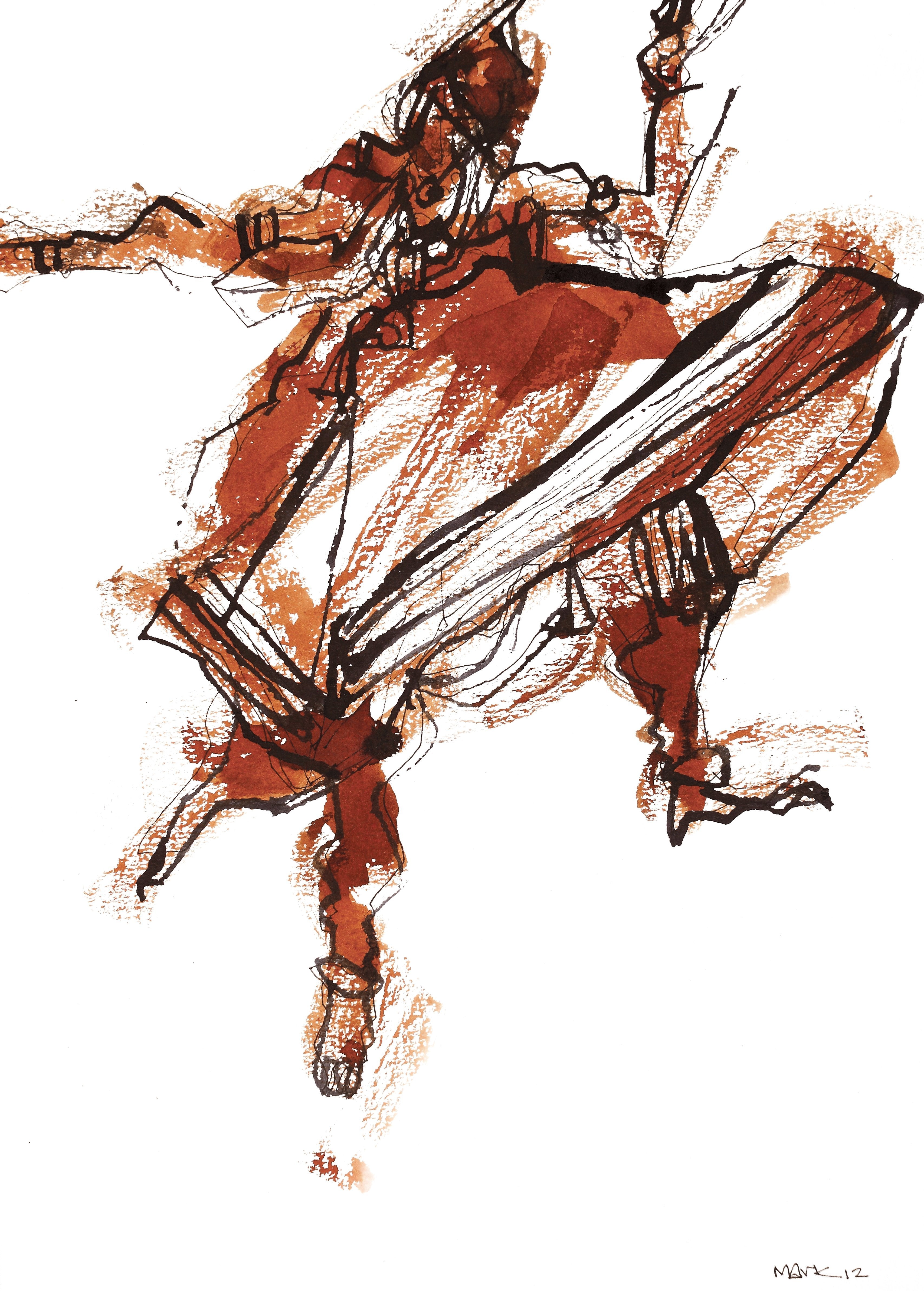 Performer 269|S. Mark Rathinaraj- Pen and Ink on Paper, , 11.5 x 8.25 inches