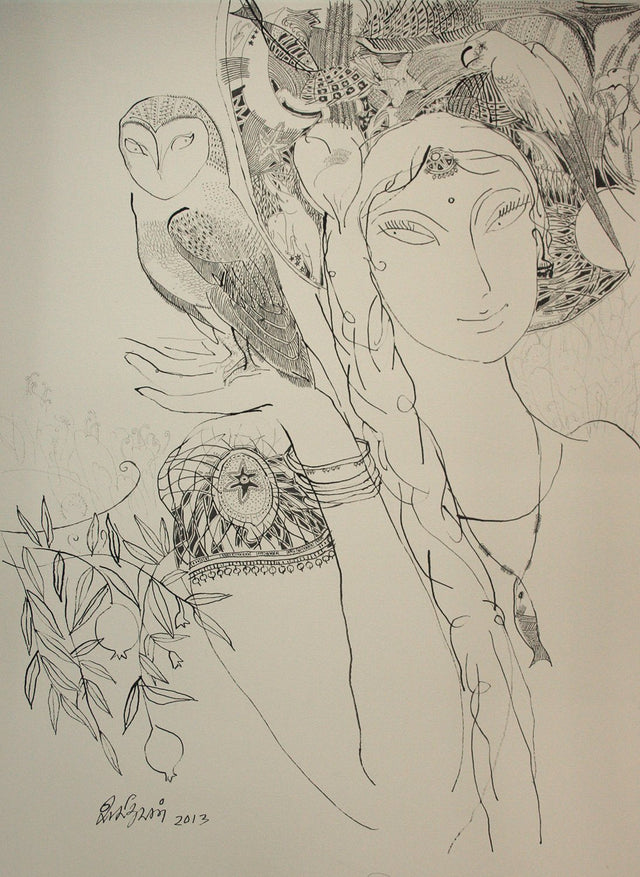 Beside of my dream 83|A. Vasudevan- Pen and Ink on Board, 2013, 30 x 22 inches