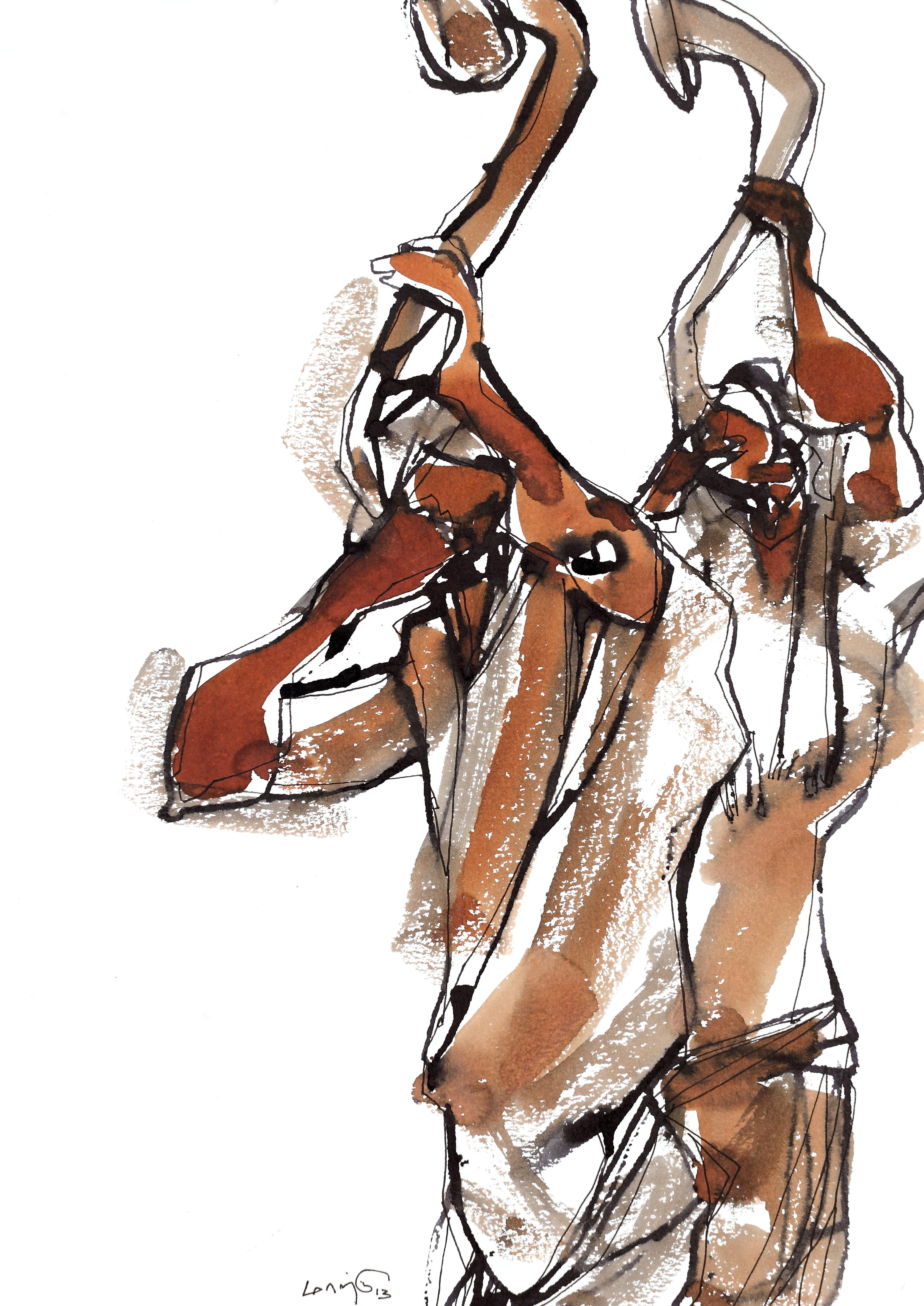 Performer 277|S. Mark Rathinaraj- Pen and Ink on Paper, , 11.5 x 8.25 inches