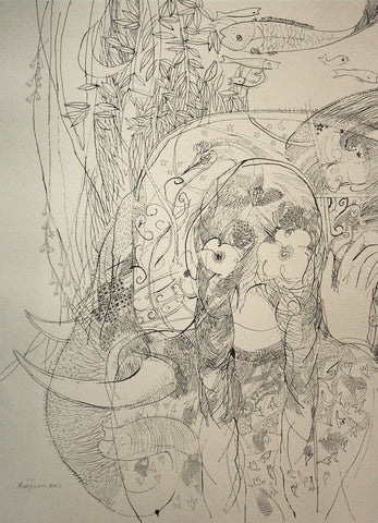Beside of my dream 88|A. Vasudevan- Pen and Ink on Board, 2013, 14.5 x 10.5 inches