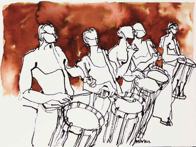 Performer 285|S. Mark Rathinaraj- Pen and Ink on Paper, , 11.5 x 8.25 inches