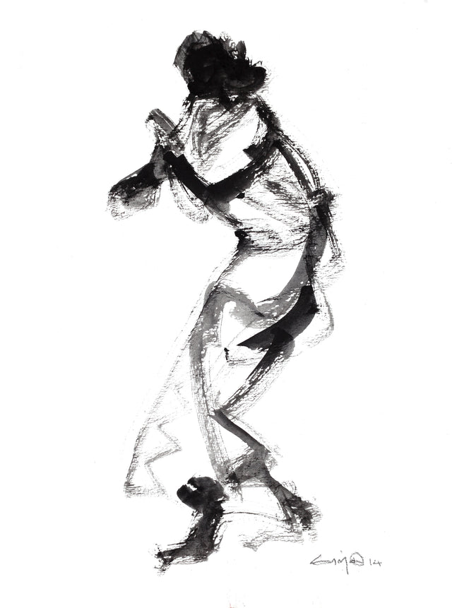 Performer 111|S. Mark Rathinaraj- Black Carbon on Board, 12 x 9 inches