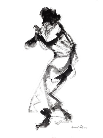 Performer 111|S. Mark Rathinaraj- Black Carbon on Board, 12 x 9 inches